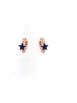 orecchino cerchietto stella centrale con zirconi blu in ag